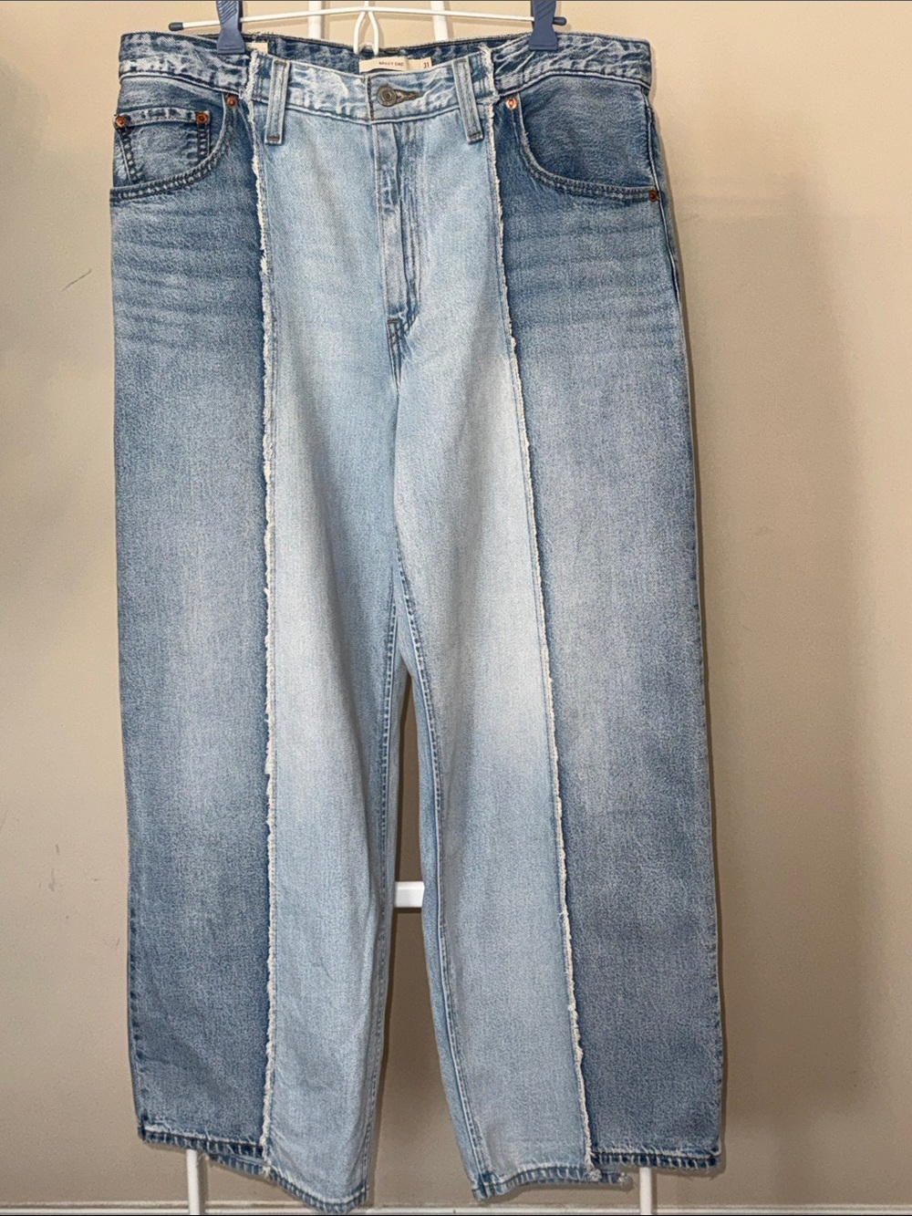 Levi's Recrafted Light Blue Two-Tone Wide Leg Jeans - Picture 6 of 15